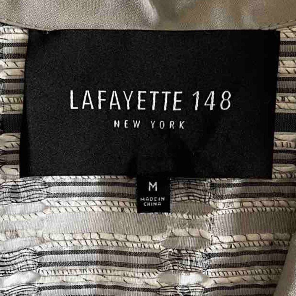 Lafayette 148 New York Gray Shimmer Stripe Open Open Jacket Lightweight sz M - Picture 4 of 11
